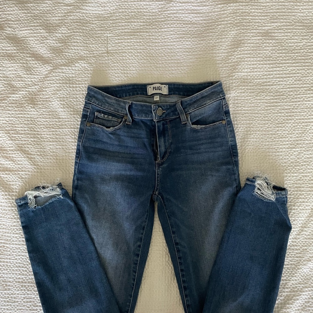 PAIGE Women's Dark Blue Skinny Jeans